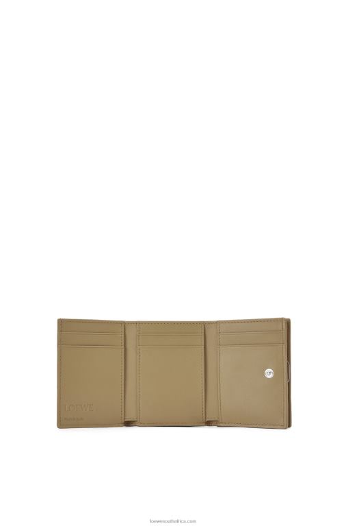 Loewe Women Anagram trifold wallet in pebble grain calfskin 206XF1290 Artichoke Green