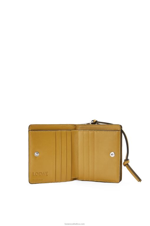 Loewe Women Brand compact zip wallet in classic calfskin 206XF1301 Tan/Ochre