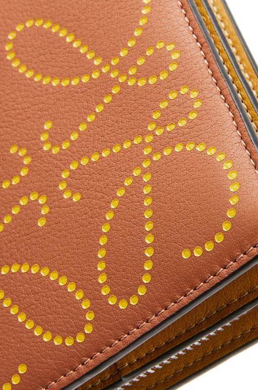 Loewe Women Brand compact zip wallet in classic calfskin 206XF1301 Tan/Ochre