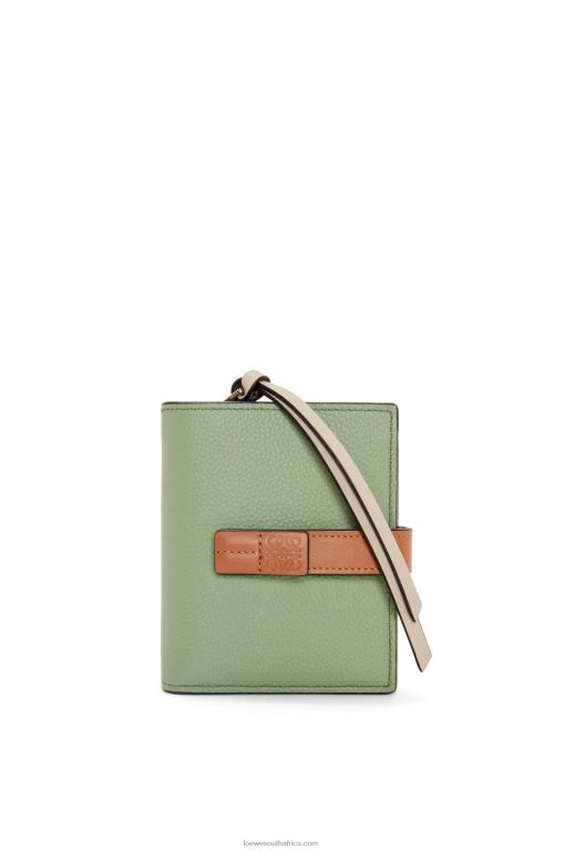 Loewe Women Compact zip wallet in soft grained calfskin 206XF1226 Rosemary/Tan