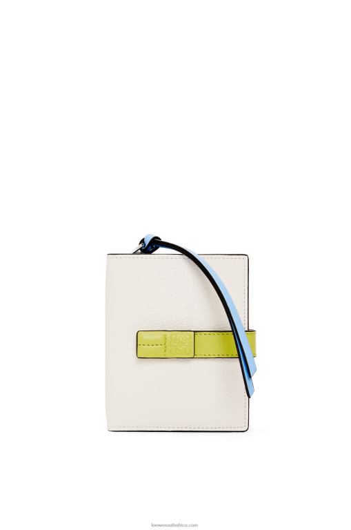 Loewe Women Compact zip wallet in soft grained calfskin 206XF1229 Soft White/Lime Yellow