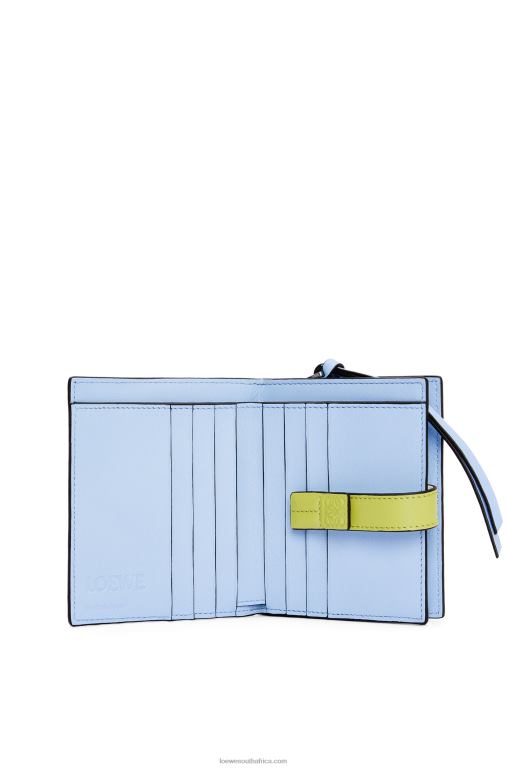 Loewe Women Compact zip wallet in soft grained calfskin 206XF1229 Soft White/Lime Yellow