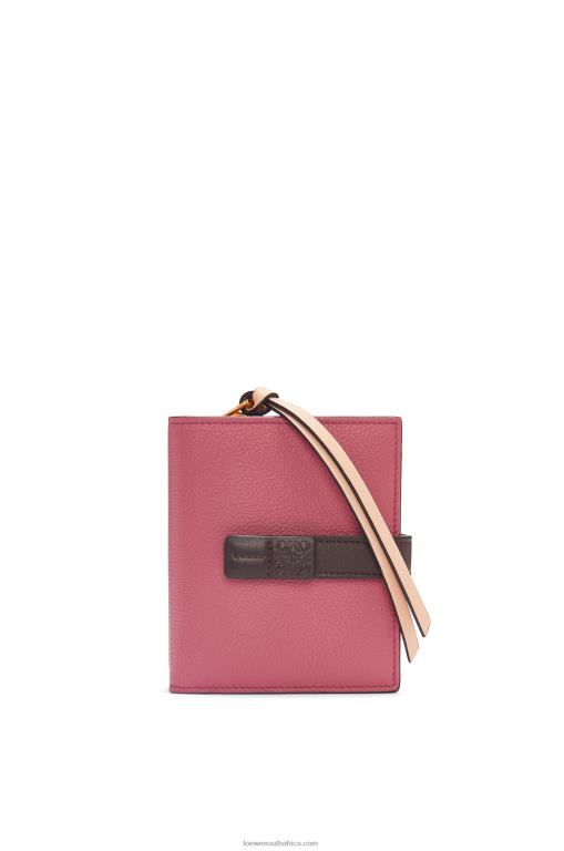 Loewe Women Compact zip wallet in soft grained calfskin 206XF1244 Plumrose/Chocolate