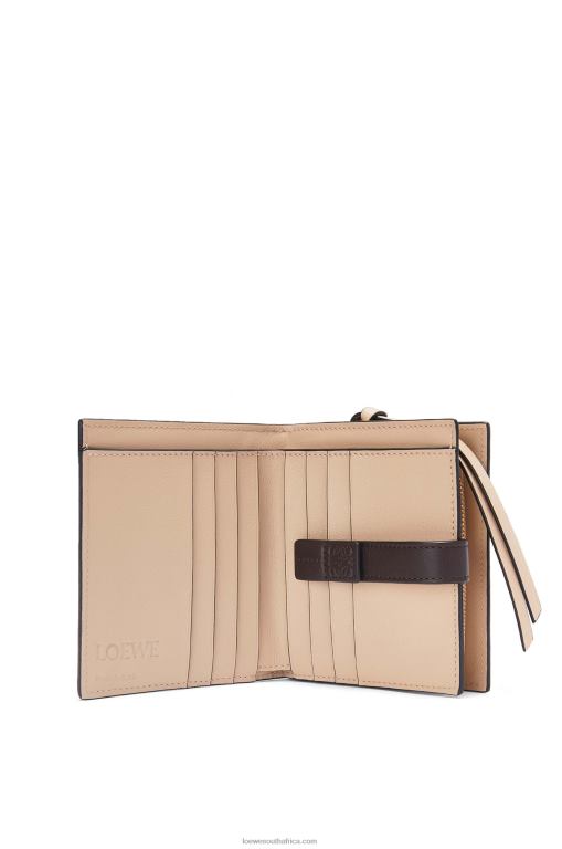 Loewe Women Compact zip wallet in soft grained calfskin 206XF1244 Plumrose/Chocolate