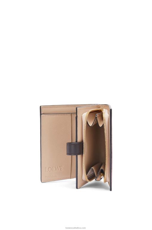 Loewe Women Compact zip wallet in soft grained calfskin 206XF1244 Plumrose/Chocolate