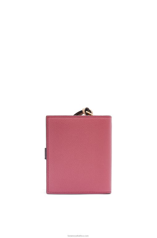 Loewe Women Compact zip wallet in soft grained calfskin 206XF1244 Plumrose/Chocolate