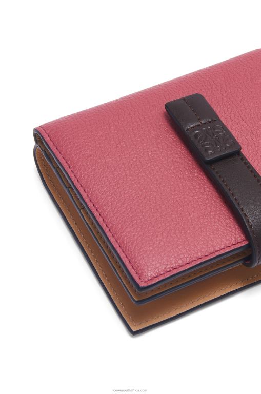 Loewe Women Compact zip wallet in soft grained calfskin 206XF1244 Plumrose/Chocolate