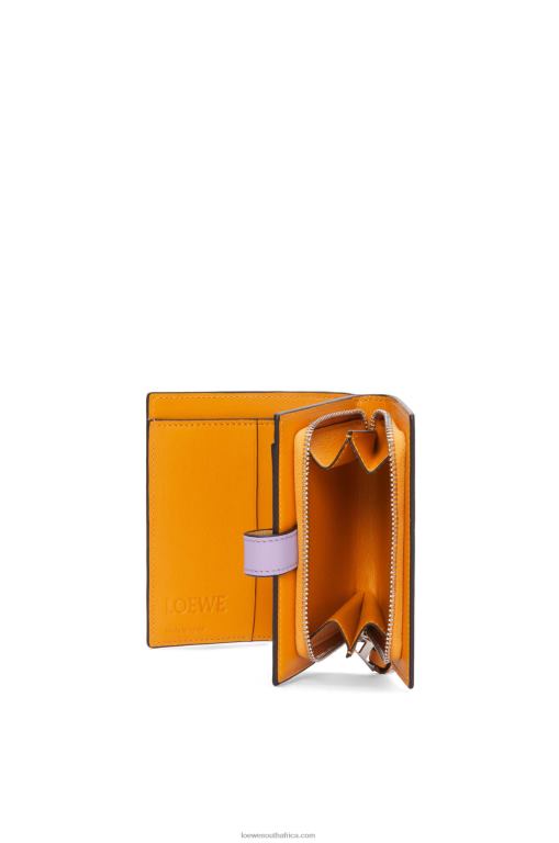 Loewe Women Compact zip wallet in soft grained calfskin 206XF1268 Dark Butter/Mauve