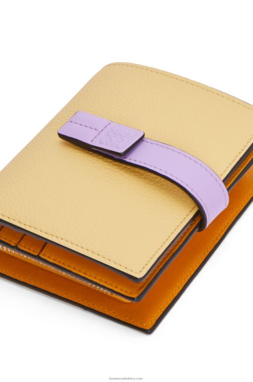 Loewe Women Compact zip wallet in soft grained calfskin 206XF1268 Dark Butter/Mauve