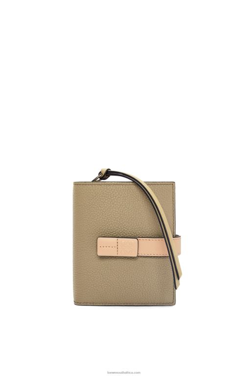 Loewe Women Compact zip wallet in soft grained calfskin 206XF1288 Artichoke Green/Dusty Beige