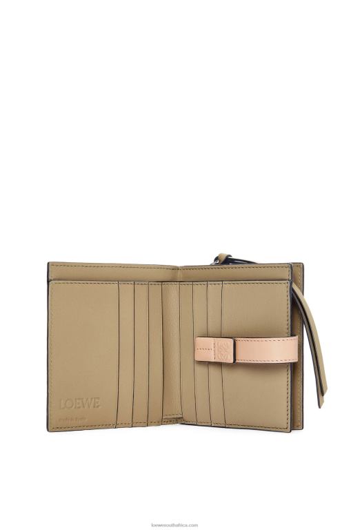 Loewe Women Compact zip wallet in soft grained calfskin 206XF1288 Artichoke Green/Dusty Beige