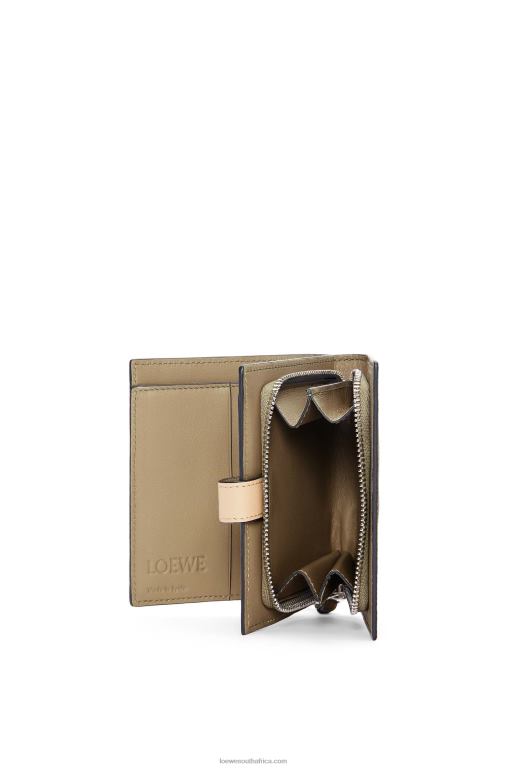 Loewe Women Compact zip wallet in soft grained calfskin 206XF1288 Artichoke Green/Dusty Beige