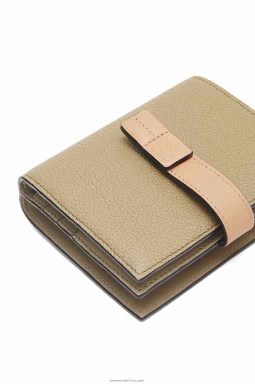 Loewe Women Compact zip wallet in soft grained calfskin 206XF1288 Artichoke Green/Dusty Beige