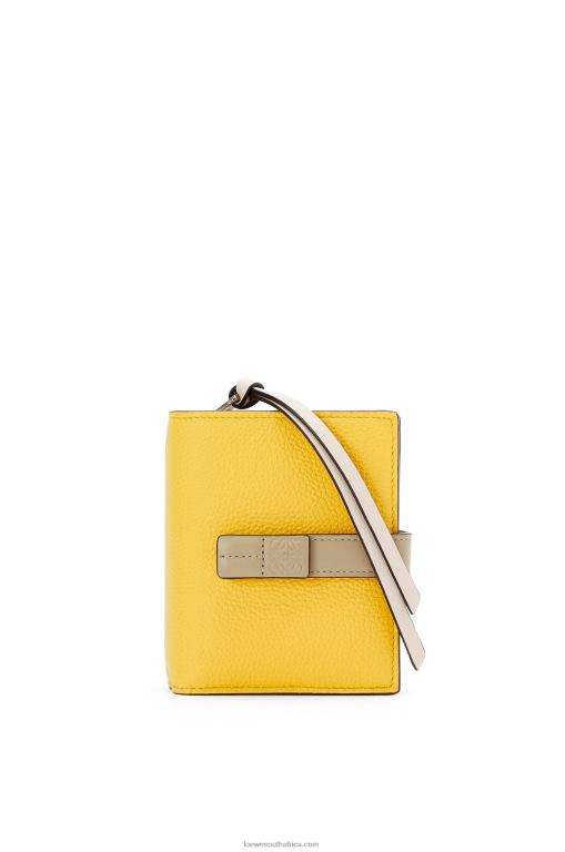 Loewe Women Compact zip wallet in soft grained calfskin 206XF1308 Yellow/Clay Green