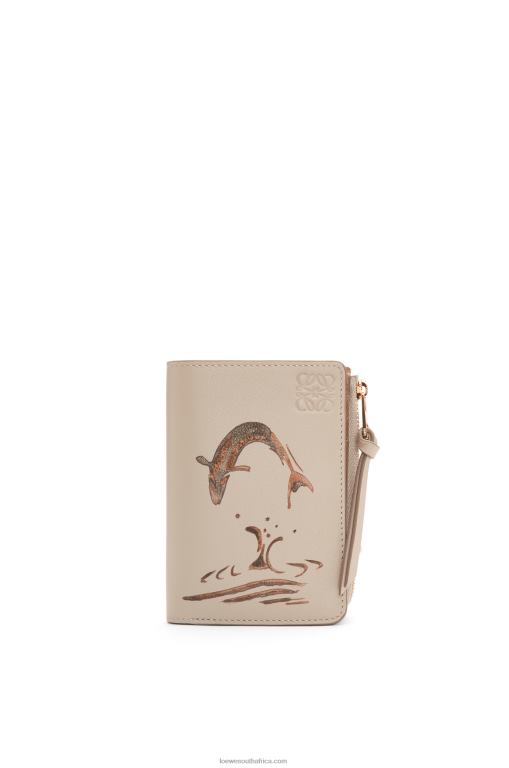 Loewe Women Fish slim zip wallet in classic calfskin 206XF1302 Light Oat