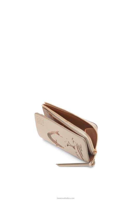 Loewe Women Fish slim zip wallet in classic calfskin 206XF1302 Light Oat