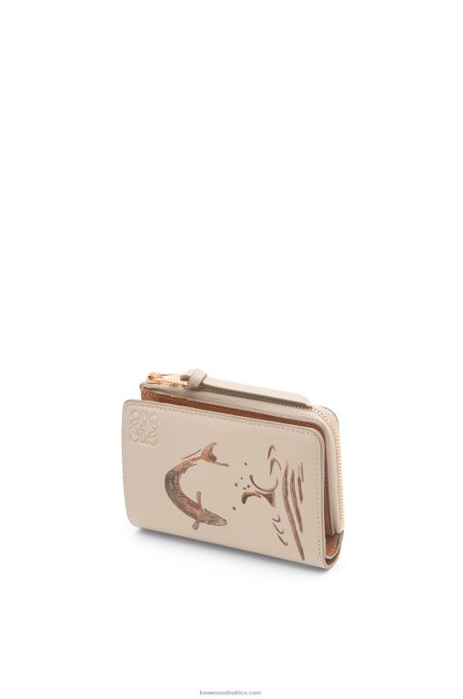 Loewe Women Fish slim zip wallet in classic calfskin 206XF1302 Light Oat