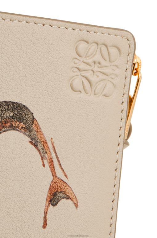 Loewe Women Fish slim zip wallet in classic calfskin 206XF1302 Light Oat