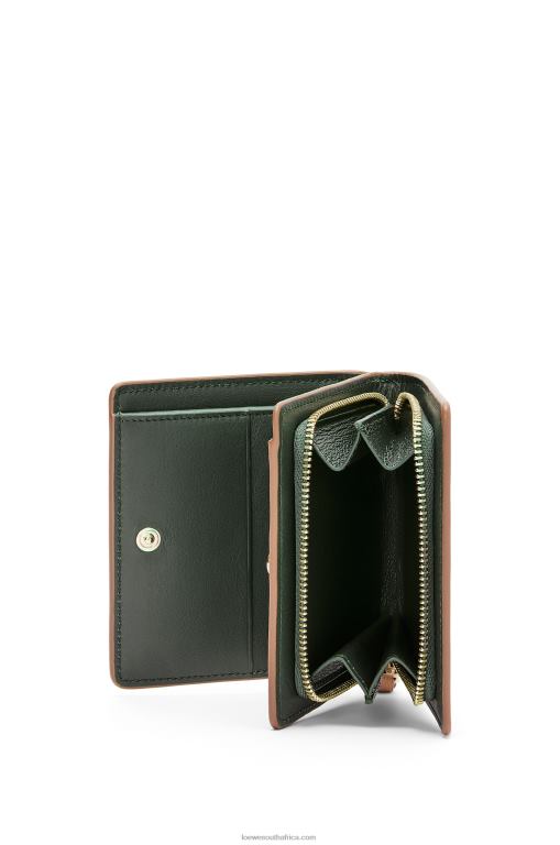 Loewe Women Frog compact zip wallet in classic calf 206XF1305 Warm Desert