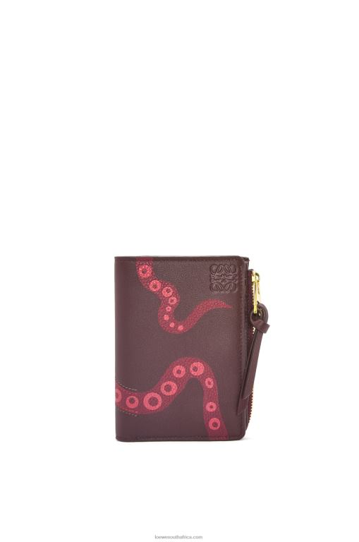 Loewe Women Octopus slim zip wallet in classic calfskin 206XF1303 Prune