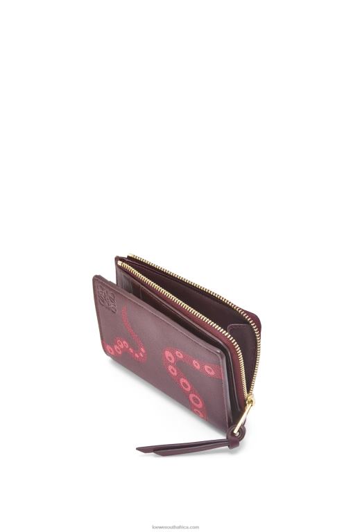 Loewe Women Octopus slim zip wallet in classic calfskin 206XF1303 Prune