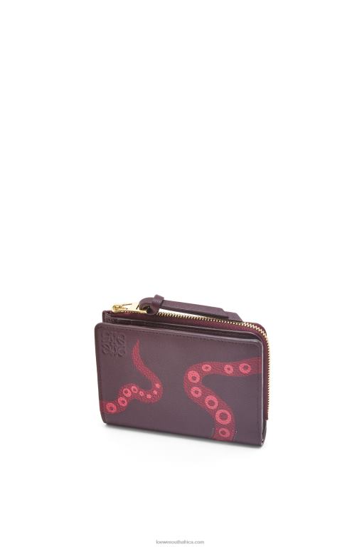 Loewe Women Octopus slim zip wallet in classic calfskin 206XF1303 Prune