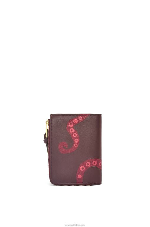 Loewe Women Octopus slim zip wallet in classic calfskin 206XF1303 Prune