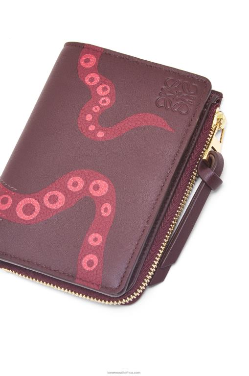 Loewe Women Octopus slim zip wallet in classic calfskin 206XF1303 Prune
