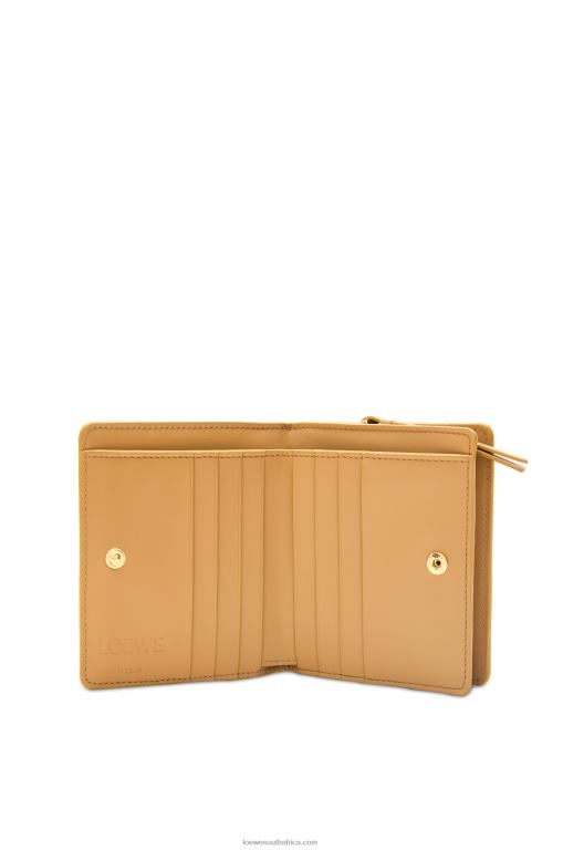 Loewe Women Puzzle compact zip wallet in classic calfskin 206XF1212 Angora/Dusty Beige