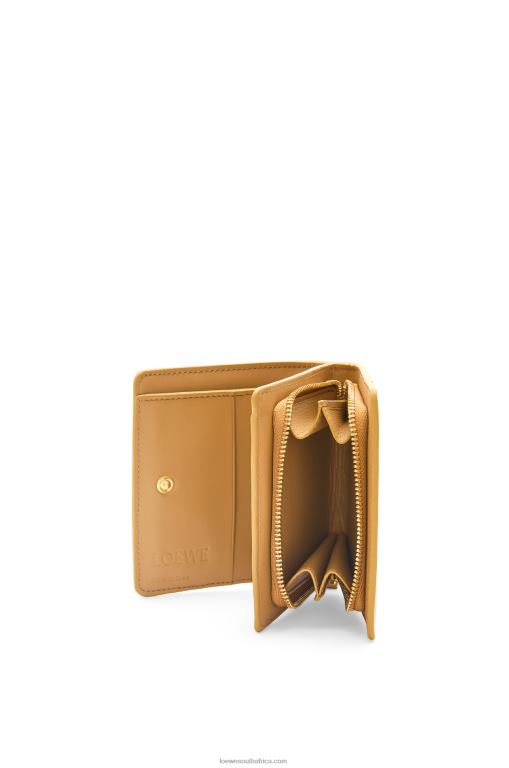 Loewe Women Puzzle compact zip wallet in classic calfskin 206XF1212 Angora/Dusty Beige