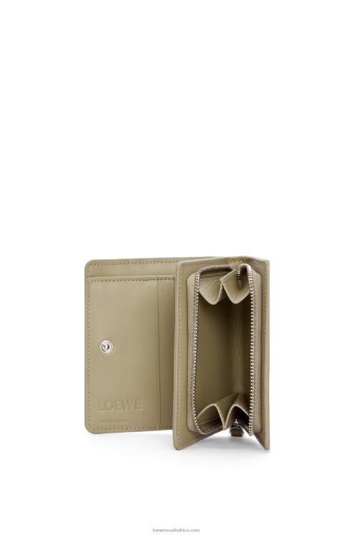 Loewe Women Puzzle compact zip wallet in classic calfskin 206XF1213 Dusty Blue/Sage Green