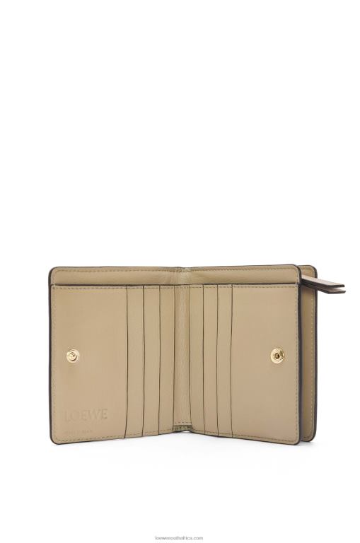 Loewe Women Puzzle compact zip wallet in classic calfskin 206XF1259 Clay Green/Butter