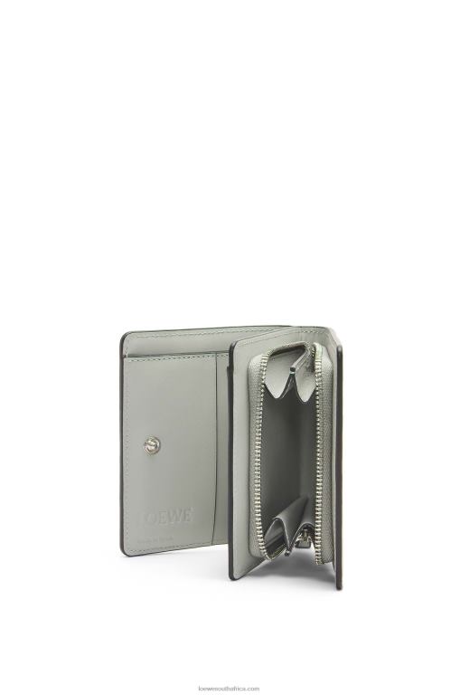Loewe Women Puzzle compact zip wallet in classic calfskin 206XF1261 Ash Grey/Light Celadon