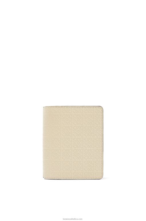 Loewe Women Repeat compact zip wallet in embossed silk calfskin 206XF1272 Light Oat