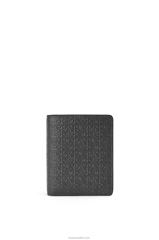 Loewe Women Repeat compact zip wallet in embossed silk calfskin 206XF1275 Black