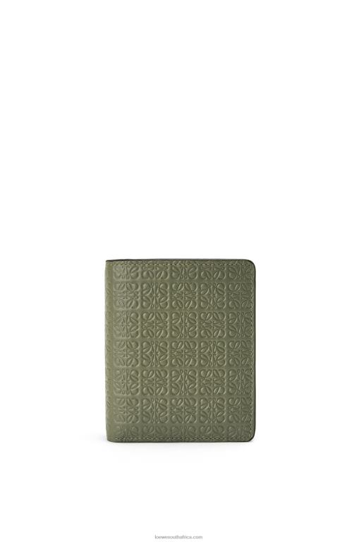 Loewe Women Repeat compact zip wallet in embossed silk calfskin 206XF1278 Avocado Green