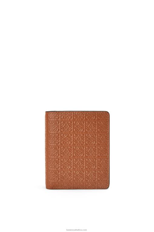 Loewe Women Repeat compact zip wallet in embossed silk calfskin 206XF1281 Tan
