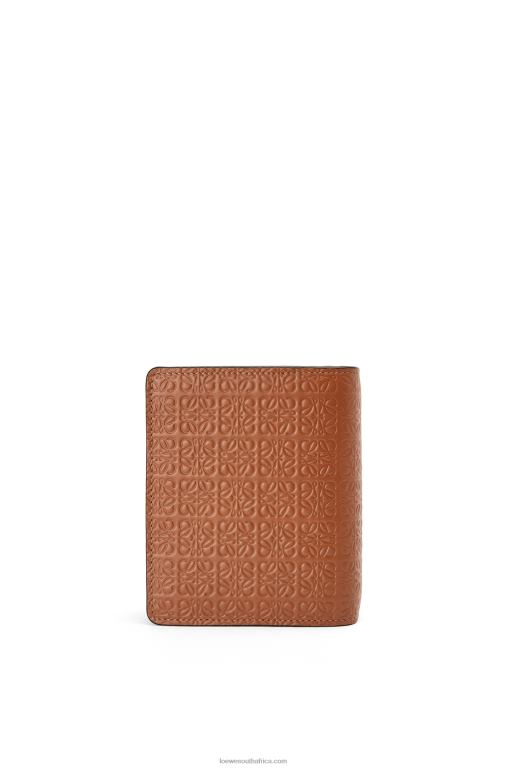 Loewe Women Repeat compact zip wallet in embossed silk calfskin 206XF1281 Tan