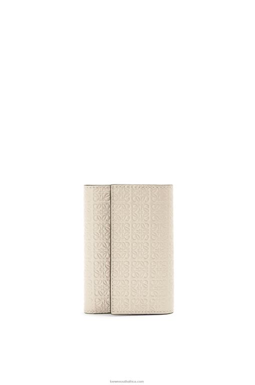 Loewe Women Repeat small vertical wallet in embossed silk calfskin 206XF1273 Light Oat