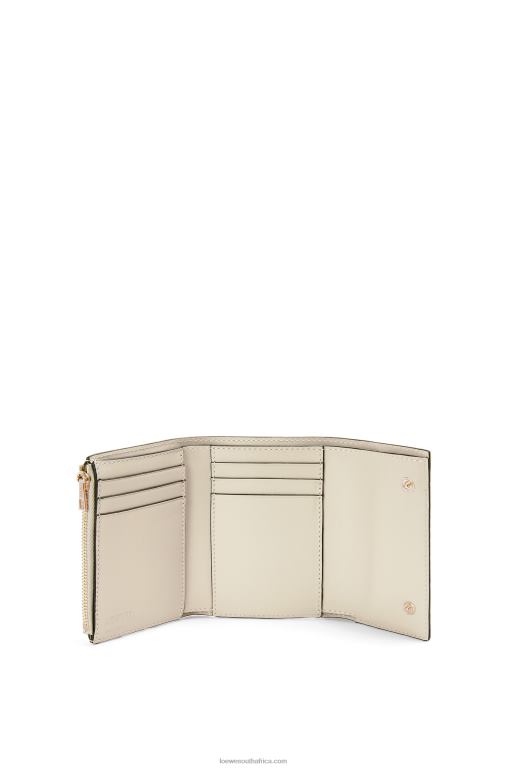 Loewe Women Repeat small vertical wallet in embossed silk calfskin 206XF1273 Light Oat