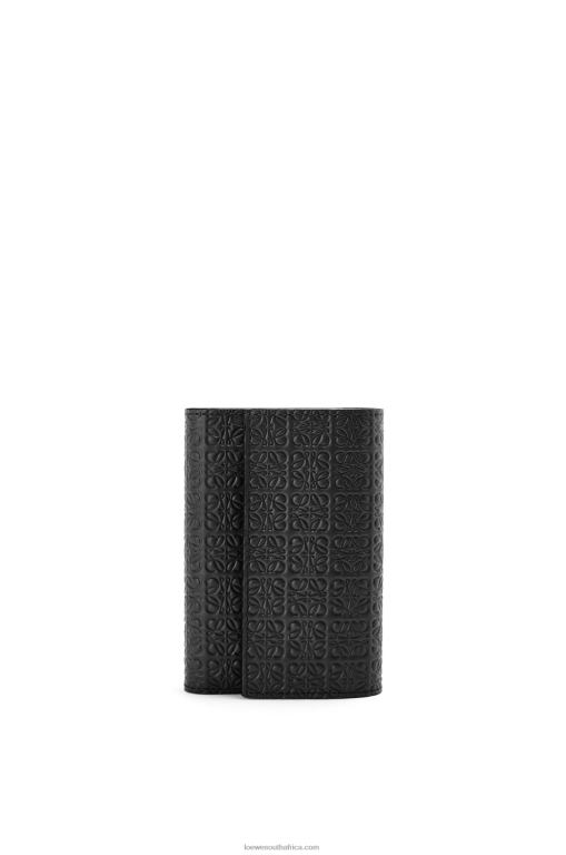 Loewe Women Repeat small vertical wallet in embossed silk calfskin 206XF1276 Black