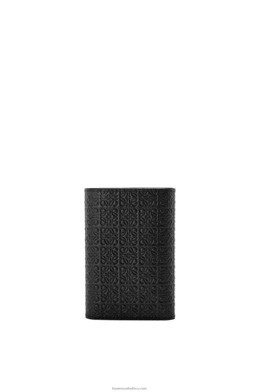 Loewe Women Repeat small vertical wallet in embossed silk calfskin 206XF1276 Black