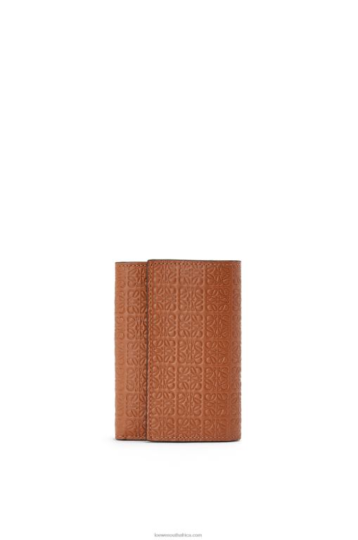 Loewe Women Repeat small vertical wallet in embossed silk calfskin 206XF1280 Tan