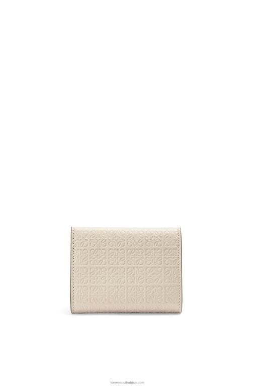 Loewe Women Repeat trifold wallet in embossed silk calfskin 206XF1271 Light Oat