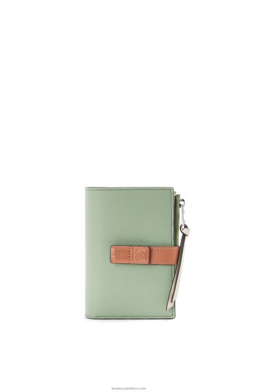 Loewe Women Slim zip bifold wallet in soft grained calfskin 206XF1224 Rosemary/Tan