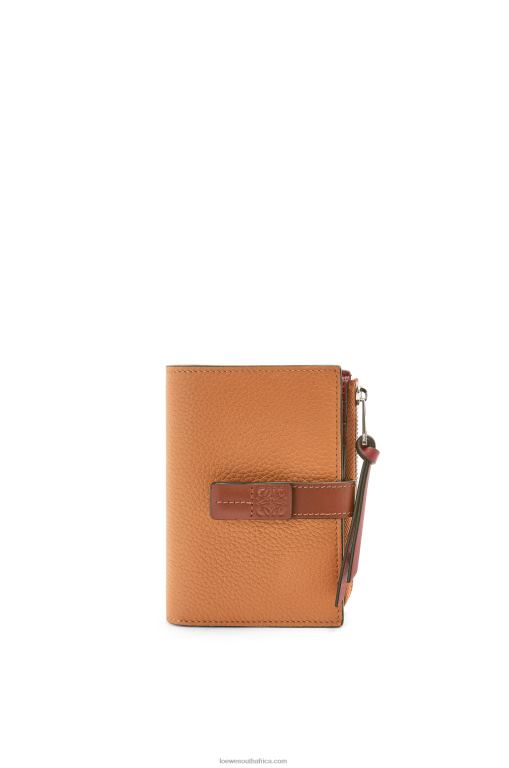 Loewe Women Slim zip bifold wallet in soft grained calfskin 206XF1255 Light Caramel/Pecan