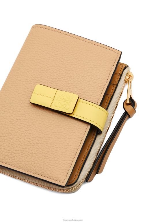 Loewe Women Slim zip bifold wallet in soft grained calfskin 206XF1265 Butter/Pale Lemon