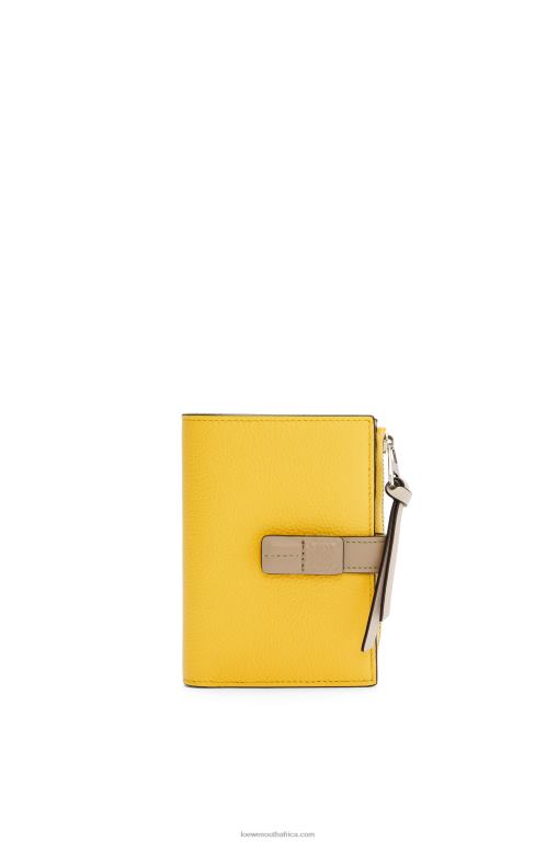 Loewe Women Slim zip bifold wallet in soft grained calfskin 206XF1283 Yellow/Clay Green