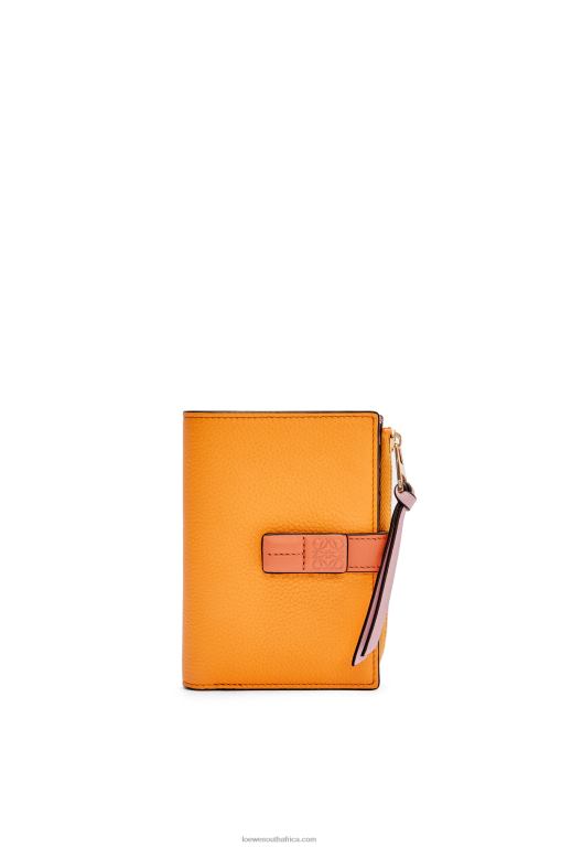 Loewe Women Slim zip bifold wallet in soft grained calfskin 206XF1299 Mandarin/Coral Reef