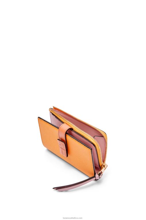Loewe Women Slim zip bifold wallet in soft grained calfskin 206XF1299 Mandarin/Coral Reef